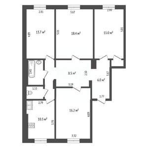 4-к квартира, вторичка, 97м2, 4/5 этаж