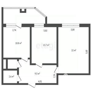 2-к квартира, вторичка, 59м2, 8/15 этаж