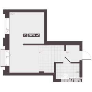 1-к квартира, вторичка, 36м2, 12/16 этаж