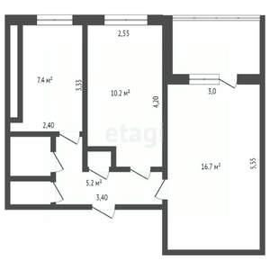 2-к квартира, вторичка, 43м2, 2/9 этаж