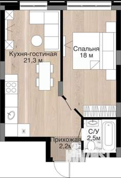 2-к квартира, вторичка, 45м2, 11/15 этаж