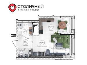 1-к квартира, вторичка, 41м2, 9/25 этаж