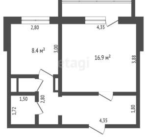 1-к квартира, вторичка, 40м2, 5/5 этаж