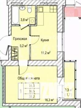1-к квартира, вторичка, 37м2, 10/12 этаж