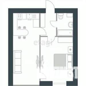 1-к квартира, вторичка, 44м2, 12/16 этаж