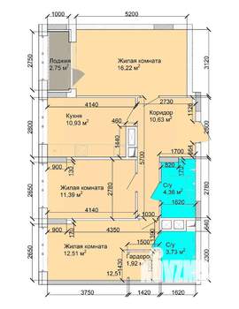 3-к квартира, строящийся дом, 75м2, 11/15 этаж