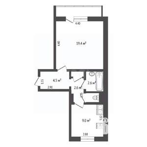 1-к квартира, вторичка, 40м2, 5/9 этаж