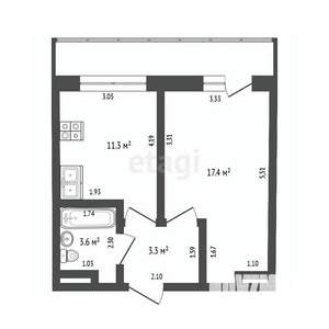 1-к квартира, вторичка, 36м2, 3/12 этаж