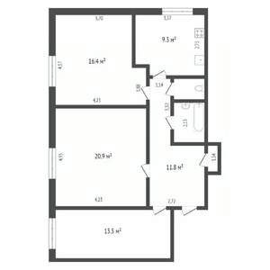 2-к квартира, вторичка, 77м2, 5/20 этаж