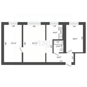 3-к квартира, вторичка, 50м2, 2/3 этаж