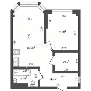 1-к квартира, вторичка, 38м2, 2/16 этаж