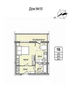 1-к квартира, строящийся дом, 37м2, 10/16 этаж