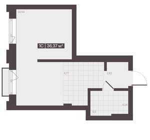 1-к квартира, вторичка, 36м2, 2/16 этаж