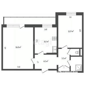 2-к квартира, вторичка, 49м2, 6/9 этаж