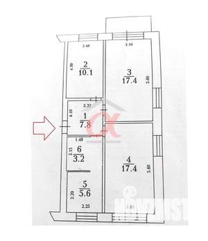 2-к квартира, вторичка, 62м2, 2/5 этаж