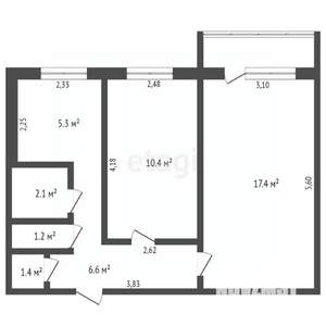 2-к квартира, вторичка, 44м2, 5/5 этаж