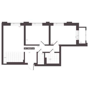 3-к квартира, строящийся дом, 69м2, 12/16 этаж