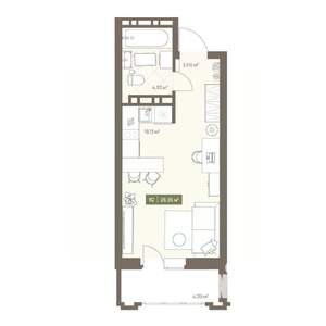 Студия квартира, вторичка, 28м2, 5/16 этаж