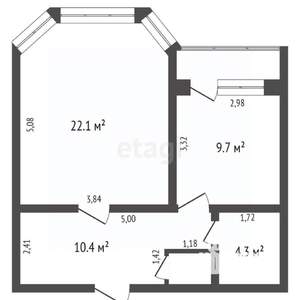 1-к квартира, вторичка, 48м2, 7/9 этаж