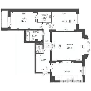 3-к квартира, вторичка, 96м2, 5/8 этаж