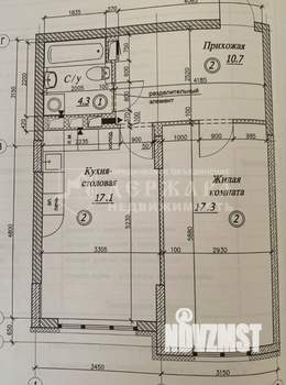 2-к квартира, вторичка, 51м2, 1/5 этаж