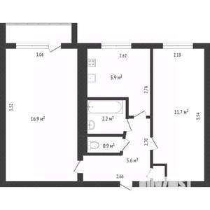 2-к квартира, вторичка, 43м2, 3/5 этаж