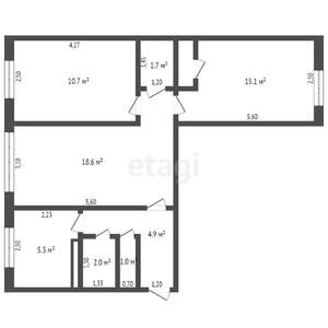 3-к квартира, вторичка, 58м2, 1/5 этаж