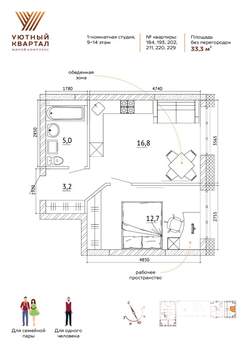 Студия квартира, вторичка, 33м2, 9/15 этаж