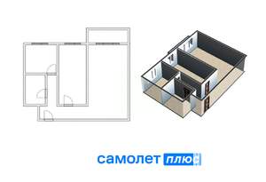 2-к квартира, вторичка, 43м2, 3/5 этаж