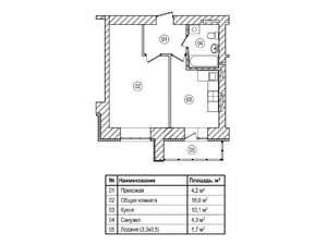 1-к квартира, вторичка, 38м2, 2/12 этаж