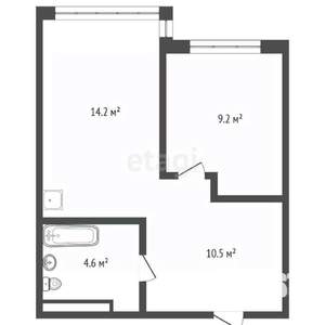 2-к квартира, сданный дом, 42м2, 7/8 этаж