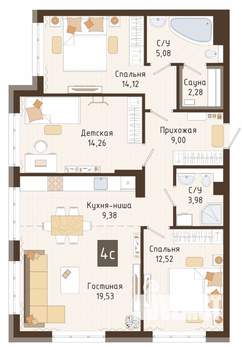 3-к квартира, вторичка, 91м2, 5/7 этаж