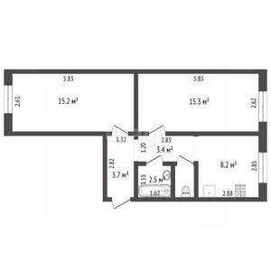 2-к квартира, вторичка, 52м2, 4/5 этаж