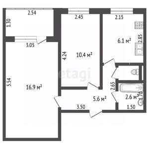 2-к квартира, вторичка, 46м2, 5/9 этаж