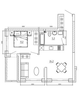 Студия квартира, вторичка, 51м2, 6/15 этаж