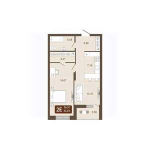 2-к квартира, вторичка, 56м2, 3/20 этаж