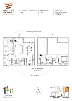 3-к квартира, вторичка, 106м2, 1/8 этаж