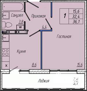 1-к квартира, вторичка, 36м2, 2/17 этаж