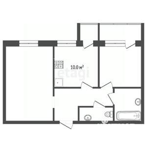 2-к квартира, вторичка, 54м2, 8/12 этаж