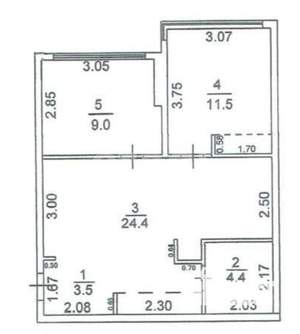 3-к квартира, вторичка, 53м2, 6/15 этаж