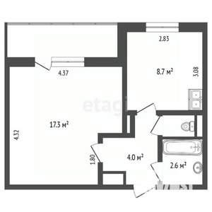 1-к квартира, вторичка, 34м2, 2/10 этаж