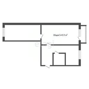 2-к квартира, вторичка, 44м2, 3/5 этаж