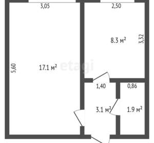1-к квартира, вторичка, 31м2, 4/5 этаж