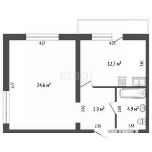 1-к квартира, вторичка, 48м2, 8/10 этаж