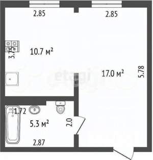 Студия квартира, вторичка, 25м2, 3/9 этаж