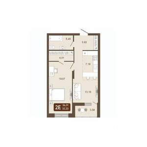 2-к квартира, вторичка, 56м2, 20/20 этаж