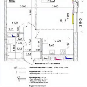 1-к квартира, строящийся дом, 46м2, 15/16 этаж