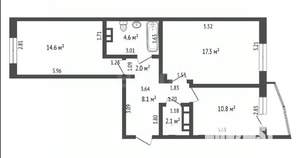 2-к квартира, вторичка, 59м2, 12/15 этаж