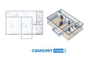 2-к квартира, вторичка, 59м2, 5/5 этаж