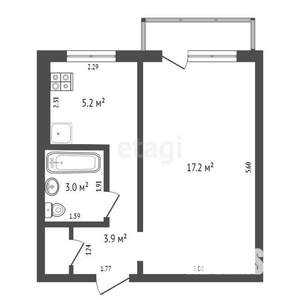 1-к квартира, вторичка, 31м2, 4/5 этаж